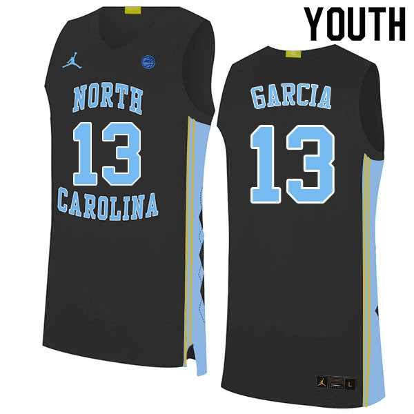 Youth #13 Dawson Garcia North Carolina Tar Heels College Basketball Jerseys Sale-Black - Click Image to Close